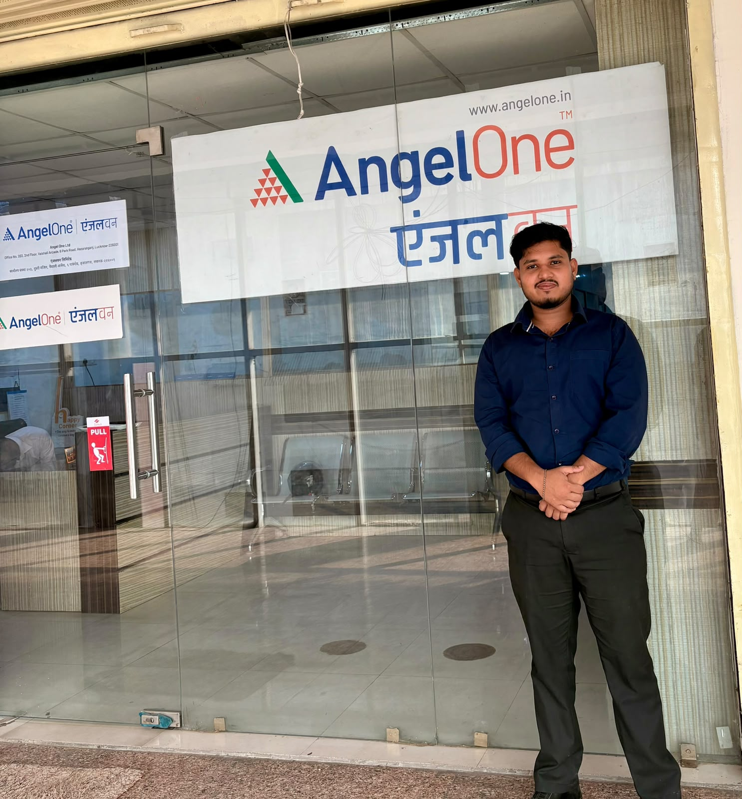 Sujal Awasthi outside the Angel One office